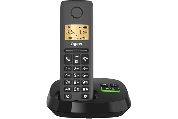 Gigaset PURE 120A - téléphone sans fil - téléphone DECT avec répondeur - écran rétro-éclairé - compatible avec les aides auditives, protection des appels indésirables, noir anthracite