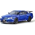 Alokik Enterprise 1:32 Blue Nissan GTR Skyline R34 Diecast Car Models Toys Metal Alloy Openable Door and Sound & Light, Pull Back Toys Gifts for Boys Best Gift Car【 Blue 】