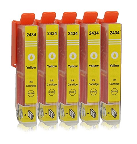 5 Druckerpatronen kompatibel zu Epson T2434 (Gelb) passend für Epson Expression Photo XP-55 XP-750 XP-760 XP-850 XP-860 XP-950 XP-960