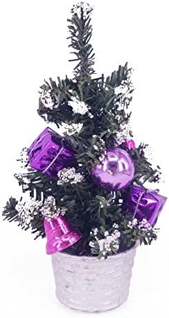 20cm/9''inch Decorative Artificial Mini Purple Christmas Tree for Indoor Children'S Room Desk Living Room with 6 Accessories