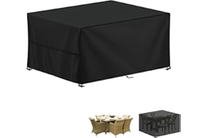 LAMUNI Housse Table de Jardin, 140x70x70cm Bâche Salon de Jardin Rectangulaire Housse Protection Salon de Jardin Imperméable Bache Table de Jardin, Anti-UV, 420D Oxford Housse Table Exterieur