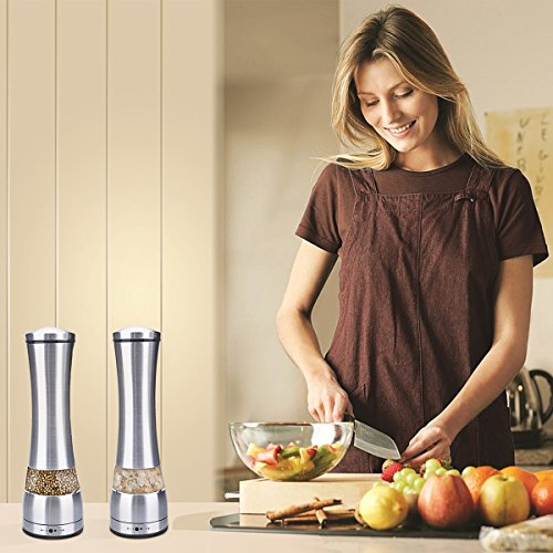 Pfeffermühle, Melojoy Salz und Pfeffermühle mit verstellbarem Mahlgrad und Glasbehältern (2 Stück) - 2
