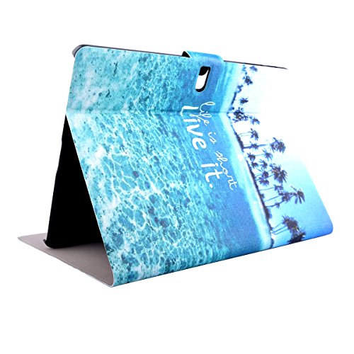 Samsung Galaxy Tab S 10.5 zoll (T800/T805) hülle Hardcase, Ekakashop Galaxy Tabs T800/T805 Tasche Handytasche Handyhülle, Kreativ Blau Kokosnussbaum Meer Muster Flip Buchstil Schale Magnet PU Leder Case Cover Etui Schutzhülle Ledertasche Lederhülle für Galaxy Tab S 10.5“ (T800/T805) – Blau Kokosnussbaum + 1 x Kostenlos Ständer (Farbe Random) - 4