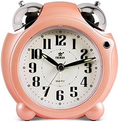 DXNSPF-152 Bell Mute Silent Quartz Movement Non Ticking Sweep Second Hand Bedside Desk Analog Alarm Clock with Nightlight and Loud Alarm (Black white silver) , B
