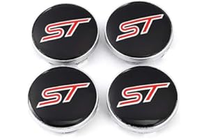JHSHOP Cache-moyeux avec 56mm Centre de roue de roue de voiture Caps Caps Badge Emblem Sticker Decal Compatible avec Ford ST Logo Focus Fiesta EcoSport 2009-2015 Mondeo Auto Style Capuchons de moyeu de rou