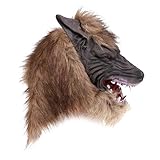La máscara de forma de cabeza de lobo de alta calidad está hecha de látex ecológico.