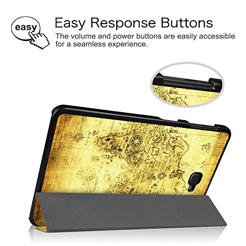 Fintie Samsung Galaxy Tab A 10.1 Hülle – Ultra Schlank Superleicht Ständer Smart Shell Case Cover Schutzhülle Etui Tasche mit Auto Schlaf / Wach Funktion für Samsung Galaxy Tab A 10,1 Zoll T580N / T585N Tablet (2016 Version), Weltkarte Antik - 5