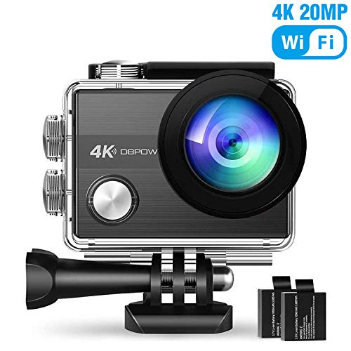 DBPOWER Aggiornato WDR 4K 20MP Wifi Impermeabile Action Cam Stabilizzatore Giroscopico 98 Piedi Telecamera Subacquea con Microfono Grandangolo 170 ° e 2 Batterie Ricaricabili