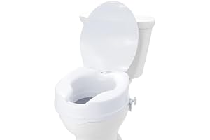VEVOR Rehausseur de Toilette Universel 100 mm de Haut, Siège de Toilette Surélevé Charge 136 kg, en PP Résistant, Verrouillage par Tige à Vis, pour Personnes Âgées, Handicapés, Patients, Enceintes
