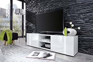 TV-Lowboard TV Unterteil Disco weiß Glanz LED-Beleuchtung Farbwechsel