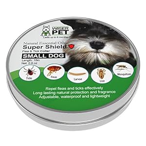 Wiser Pet Collar de pulgas Natural para Perros pequeños, Evita y controla Las pulgas y los Insectos, sin químicos ni toxinas, Seguro para Mascotas y Familia, de Larga duración hasta 180 días.
