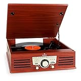 MODERNO Y DIGITAL: El tocadiscos TT-92W de auna no sólo reproduce vinilos de 12'',10 '' y 7'', sino que también tiene un puerto USB y una ranura SD. Usted podrá grabar sus vinilos directamente en formato MP3 y guardarlos en una memoria USB.