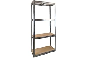 TRADE PRICE DEALS 4 Tier Galvanised Garage Shelving Unit Strong Steel Metal Racking Shed Storage units adjustable and freestanding Rack Garage Shelves 175kg Per Shelf (150 x 70 x 30cm)