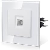 BSEED Telephone Socket Socket with Glass, Wall Plug with Hook,E-Series, One Phone, 86 mm White