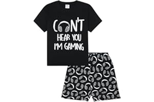 THEPYJAMAFACTORY Boys Can't Hear You I'm Gaming Black Cotton Short Pyjama Set