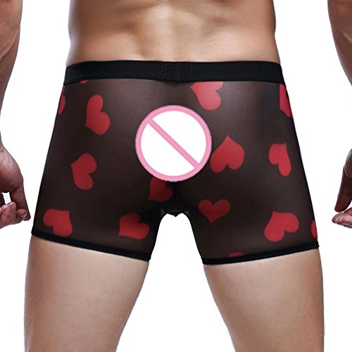 Sansee Mens Fashion Breathable Net Garn Flat Sexy Unterwäsche (XXL, Schwarz) - 4