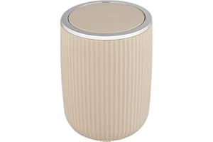 WENKO Poubelle avec couvercle basculant Agropoli S beige 2 litres | Pour salle de bain, poubelle en plastique de haute qualité et à la surface structurée | Sans BPA | 14,5 x 20 cm | Beige