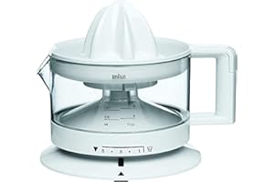 Braun Presse Agrume Electrique CJ3000WH, Bol 350 ml, 20 W, Jus d'Orange, Citron, Pamplemousse, Blanc