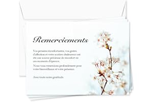 UTTSCHEID Lot de 10 - Cartes Remerciement - Deuil – Condoléances - Décès Obsèques - Cartes avec Enveloppes – Format A6 (10,5 x 14,8 cm) - Fleur de cerisier