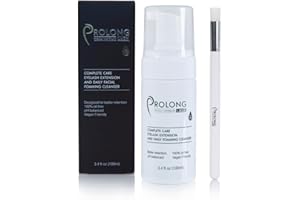 PROLONG LASH Eyelash Extension Shampoo & Brush - 100ml Bottle - Gentle Foaming Cleanser For Extensions & Natural Lashes - Makeup Remover - Paraben & Sulfate Free - Salon & Home Use