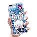 Produktbild Glitzer Flüssig Hülle für Galaxy S10 Plus Blau, Misstars Transparent Weich TPU Silikon Bling Diamant Lippen und Bunny Design Kratzfest mit Stand Function Schutzhülle für Samsung Galaxy S10 Plus