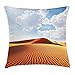 Produktbild KLYDH Desert Throw Pillow Cushion Cover, Idyllic Landscape with Dunes Sunny Sky Clouds Tranquility Solitude, Decorative Square Accent Pillow Case, 18 X 18 Inches, Orange Yellow Pale Blue