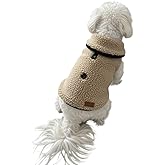 Patipatron Kışlık Peluş K&ouml;pek Yelek, Sıcak Tutan D&uuml;ğmeli Yumuşak Polar K&uuml;&ccedil;&uuml;k Irk K&ouml;pek Kıyafeti, Bej (A&ccedil;ık Kahve, Small)