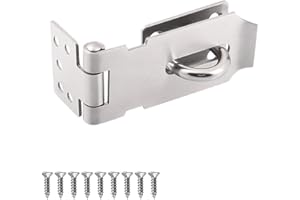 ZNGOU Heavy Duty Stainless Steel Padlock Hasp and Staple Security - 4 Inch Hinge Latch for Shed, Door, Cupboard, Cabinet - Silver Gate Lock for Internal External Use