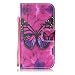 Produktbild Nancen Samsung Galaxy S5 / I9600 SM-G900F (5,1 Zoll) Hülle Case Handyhülle Brieftasche Etui Lederhülle Schutzhülle Abdeckung Bookstyle Klappcase mit 2 Kartenslots 1 Wallet Tasche Handgelenk Seil Magnetverschluss Bracket-Funktion Full Silikon Weich Innenschale Gemaltes Muster [Schwarzer Schmetterling]