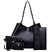 Produktbild Longzjhd Frauen Vier Stellen Sie ein Handtasche Damen Handtasche Mode PU Tasche 4pcs Schultertasche Umhängetasche Handtasche Geldbörse set Leder Tasche Bag Festplatte Bag