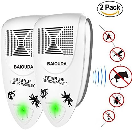 Ultrasonic Pest Repeller - Electronic Mosquito Repellent Control Plug Home Repeller for Insect - Mice, Roaches, Bugs, fleas, Mosquitoes, Spiders 2 Pack