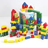 Große BAUSTEINE Spieltrommel Holz 120 Teile mit Figuren Kinder 1-5 Jahre ~yx
