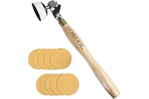 O'SKOOL 50mm Bowl Sander Tool with Rotatable Spindle Head,10 Assorted 50mm Discs kit for Woodturning, Bowls
