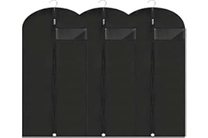 ZYEKIU 3 Pezzi Custodia Porta Abiti 60x80 CM Copriabiti Antipolvere PEVA Abiti Copertura Vestiti con Cerniera Coprisedili Lavabile Vestiti Antipolvere Impermeabili per Giacche Gonne Camicie (Nero)