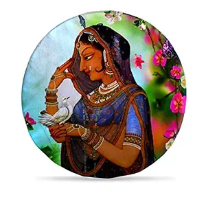 DreamVio Round Cushion/Foam Cushion Velvet Fabric Suitable for Wheelchair, Car Seat, Home, Outing Purpose (Multicolour, 14 x 14 inch) Design 94