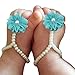 FEITONG Fashion Cute Pearl Chiffon Barefoot Toddler Foot Flower Beach Sandals