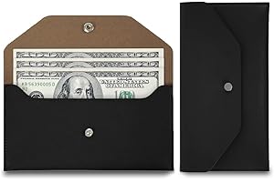 OUDQFCJ Buste per banconote in pelle, riutilizzabili, per viaggi, donne e ragazze, Nero