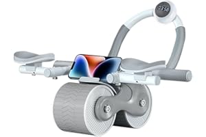 UMIKK Auto Rebound Addominal Wheel,Wheels Roller Domestic Trainer addominale 4D con supporto per gomiti, allenamento addominale