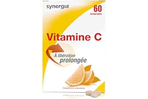 VITAMINE C À LIBÉRATION PROLONGÉE 60 Comprimés | Tonus et Vitalité | Agit sur l'immunité en renforçant les défenses naturelles | Laboratoire SYNERGIA