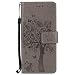 Produktbild Samsung Galaxy S8 Hülle, Chreey Prägung [Katze Baum] Muster PU Leder Hülle Flip Case Wallet Cover mit Kartenschlitz Handyhülle Etui Schutztasche [Grau]
