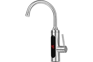 AYYDS Elektrisch Wasserhahn mit Durchlauferhitzer, Edelstahl Elektrische Heizung Wasserhahn, 360° Drehbar, LCD Temperaturanzeige, Sofort Warmwasserbereiter Küchenarmatur Armatur Durchlauferhitzer(C)