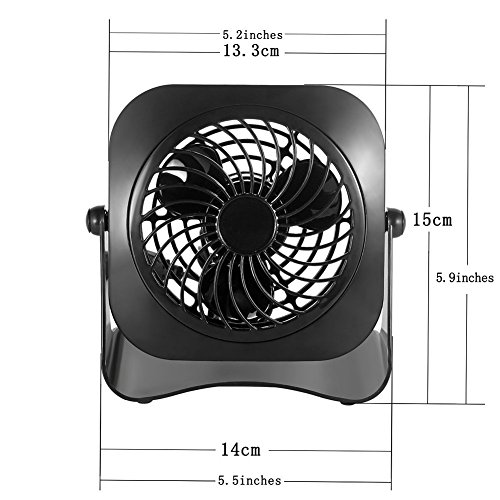 USB Ventilator Mini Ventilator Computer Tischventilator Geschwindigkeit Glamouric Mini Fan Lüfter Schreibtisch Bodenventilator Windmaschine leise 360°Drehbar mit An/Aus-Schalter schwarz - 5