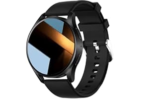 ALCENTIS Montre Connectée Homme Femme Mixte avec Écran Rond Tactile, Bracelet Silicone, Design Moderne - Multifonctions (Bracelet Noir)