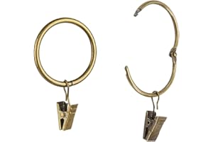 HISXUS Yrhrol 40 Pcs Openable Curtain Clips with Rings Antique Brass 2Inch Strong Metal Decorative Curtain Clip, Rustproof Drapery Clip Rings Curtain Rod Clips Hangers for Bathroom, Living and Guest Room