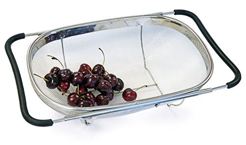 Culina® Abtropfsieb (Oval) Sieb über dem Spülbecken, Feines Edelstahl Netz, Ausziehbar