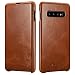 Produktbild icarercase Galaxy S10 Plus Ledertasche Hülle, ICARER Echt Leder Vintage Tasche Slim und Lightweight Luxus Echtleder Backcover Handytasche Leder Hülle Case für Samsung Galaxy S10 Plus 6,4 Zoll (Braun)