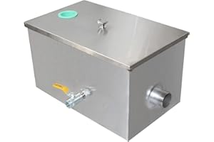 OOMVARMER Trampa grasa separador de grasas bajo fregadero inox cocina 1 entrada interceptor de grasa para restaurantes gastronomía (35 x 20 x 20CM)