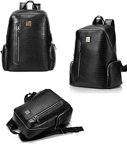 BISON DENIM 14 Zoll Laptop Rucksack Backpack Lederrucksack Schulrucksack f  r Arbeit Campus Studenten Outdoor Reisen Wandern mit Gro  er Kapazit  t  B