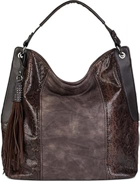 styleBREAKER Schultertasche mit seitlicher Schlangen Optik, Shopper, Umhängetasche, Beuteltasche, Damen 02012097