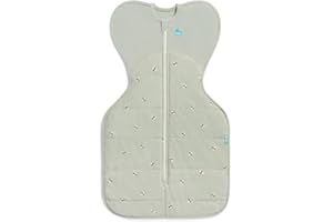 Love To Dream™ Swaddle UP™ 2.5 TOG for Cooler (16-20°C) Temps, Small 3.5-6 kg - Cotton Bees Olive, Snug Fit, Supports Healthy Sleep Routine, Machine Washable Stretch Cotton, 2 Zips, Easy Nappy Change